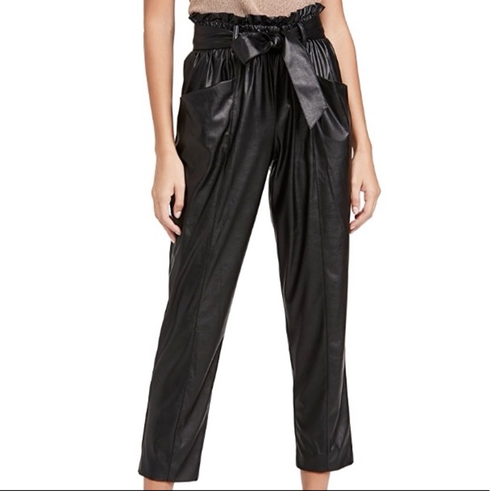 Ramy Brook Marty Pants in Black Faux Leather  ––NWT